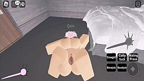 Roblox guy fucks cute girl with blowjob. Hard sex creampie finish.