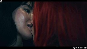 i can't resist this asian vampire mistress bloodrayne cosplay dominating octokuro's huge tits with wet pussy scissoring