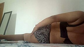 Latina Student Fingers Dripping Wet Pussy and Juicy Tits on Bed Masturbating