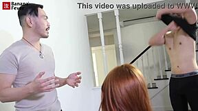 two asian masseurs give ginger double happy ending hole penetration