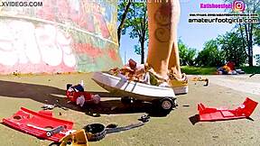 Kati's Giantess Sneaker Stomps Crush Toy Cars Flat