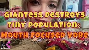 Giantess Swallows Tiny 18+ Population in Huge Mouth Vore