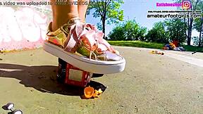 Kati's Giantess Sneaker Stomps Crush Toy Cars Flat