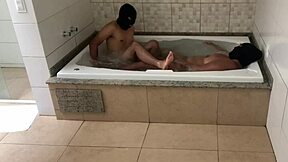 we were just relaxing in the bathtub when i couldn't resist and gave my tight ass to that young stud