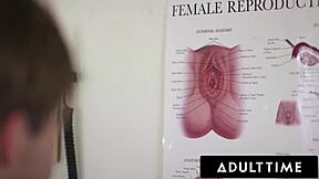 Naughty doctor Emma Hix catches patient jerking sucks cock