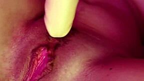 hey watch my pussy gush creamy from huge dildo cumshot!!