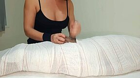 Mummified Handjob Bursts Massive Cum After Two Minutes Delay