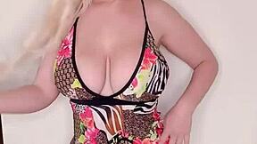 Oily big tit blonde talks dirty spanish while fingering naked wet pussy!