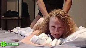 lucky gurl kween bunny b's fat ass takes bbc doggystyle on bed