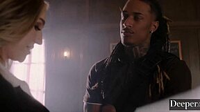 Blonde kendra sutton deepthroats big black cock in revenge mmf threesome fuck