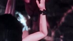 on her knees gulping that massive demon cock down her throat!