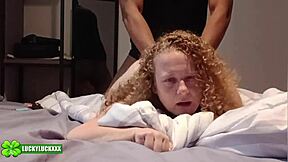 lucky gurl kween bunny b's fat ass takes bbc doggystyle on bed