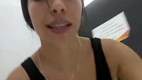 Risky latina teen fingers wet pussy in public gym shower for pov thrills