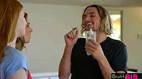 Stepsisters swap valentines cookies then deepthroat monster cock in taboo lick fest?