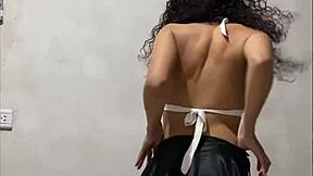 cute colombian latina babe flashes her pussy tits upskirt in lingerie skirt before public outdoor fuck