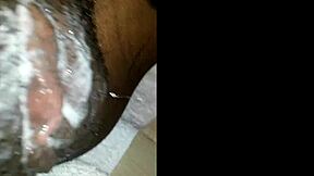 in the bathroom she spreads wet pussy lips for intense licking climax