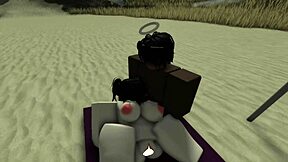 Beach bitch's big ass and tits filled with black creampie in wild outdoor fuck!