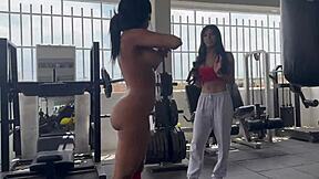 My Trans Trainer Horny Squats Naked Touches Ass Tits Big Pussy Lips