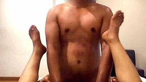 Uncut Thai guy pounds sweaty milf pussy hard till creampie orgasm