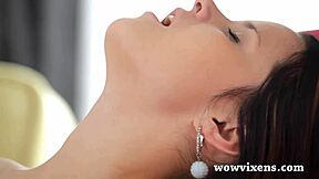 Skinny teen Victoria's wet pussy throbs during solo masturbation tease