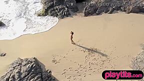 big boobed curvy asian milf strips outdoors