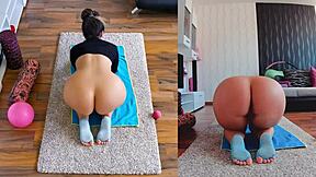 spread that fat milf ass wide during naked yoga workout