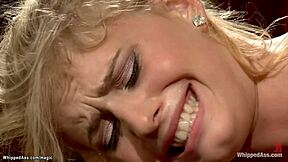 Mistress Whips Bound Blonde Slave Into Submission Deepthroat Choke