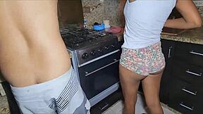 ay papi, sexy 18-year-old tayler fucks in kitchen with creampie, loud moans making me cum in 2 minutes