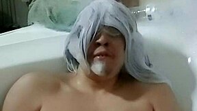 cyno splashes in bubbly solo cosplay bath bliss