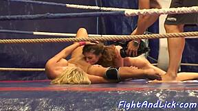 Lesbian Wrestler Licks Sweaty Pussy After Intense Catfight