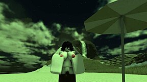 Beach bitch's big ass and tits filled with black creampie in wild outdoor fuck!