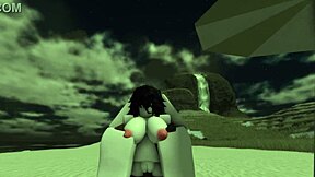 Beach bitch's big ass and tits filled with black creampie in wild outdoor fuck!