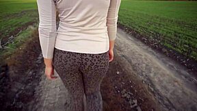 Demanding milf ass worship in skin-tight leopard leggings while walking teasingly