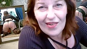 Dawnskye1962 teases with dirty talk in fishnets heels and lingerie before mirrors