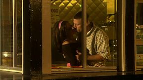 he unloads jizz all over her mouth dripping into hair as she licks every sticky drop savoring it