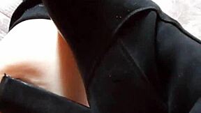 Hairy milf Gretala teases her curves in sexy stivali boots