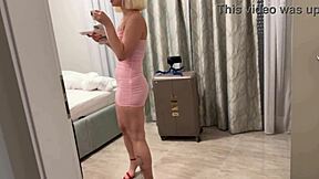 that hot petite blonde college girl tries on clothes then flashes her pussy and ass online for likes