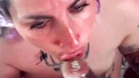 blonde girlfriend goes balls deep on her friend's throbbing cock swallowing every drop