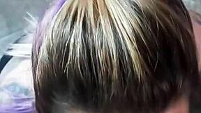 blonde girlfriend goes balls deep on her friend's throbbing cock swallowing every drop