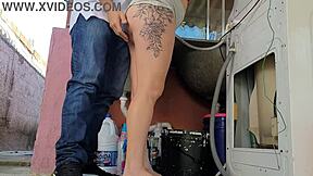 Married Brazilian Housewife Pays Washing Machine Technician with Big Ass Bareback While Cuckold Husband Is Out