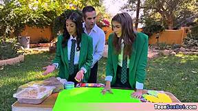 Whoa! Cute Uniform Teen's Free Pussy Stand at Uni