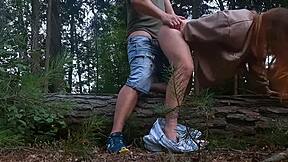 Cheating redhead wife doggystyle fucked by boss outdoors