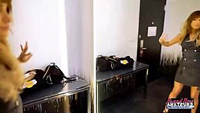 hot tattooed brunette pamela morrison strips teases and sucks cock pov