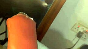 Stocking slut deepthroats huge sex toy like a bdsm slave in dorm until nasty cum in mouth