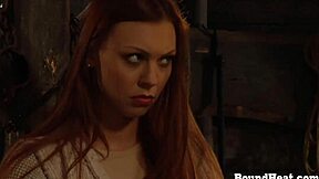 Feel Busty Slave's Natural Tits Grope Under Mistress Bondage!