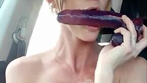 Big Tits Burst Out in Car for Daring Public Nudity Thrill!