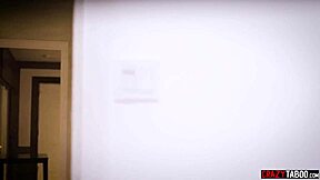 Creepy guy spies petite teen taking huge black cock raw