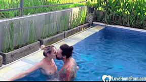 bikini blonde bends over pool for homemade doggystyle pounding till orgasm 😘🔥