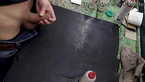 i can't help masturbating on my workbench at work with this big cock toy
