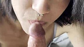 Girlfriend Swallows Cuckold's Cum-Filled Blowjob in Dorm